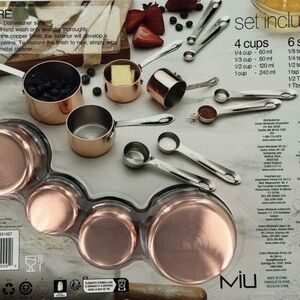 Mui French Copper Plated Stainless Steel 10 piece dry Measuring Cups and Spoons